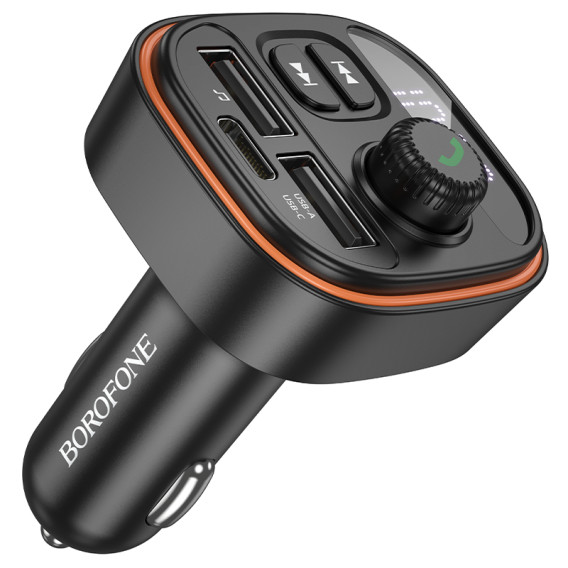 MP3 FM модулятор автомоб. Borofone BC59 (Bluetooth, 2*USB, PD, дисплей) черный