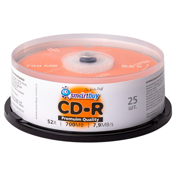 Диск CD-R SmartBuy 700Mb 52x Cake box /25