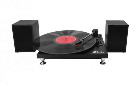 Виниловый проигрыватель Ritmix LP-240 Black wood, 2 колонки