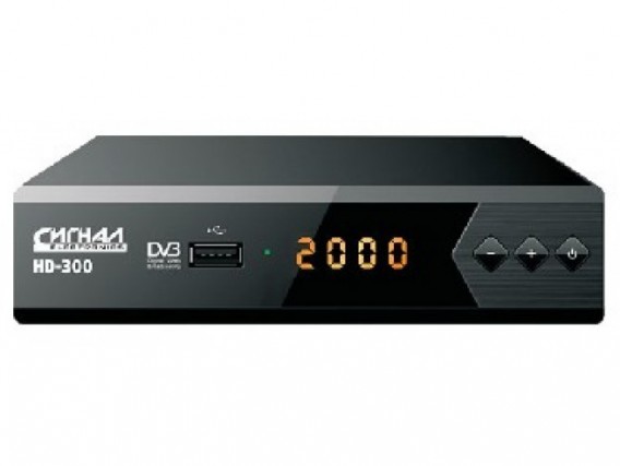 РЕСИВЕР ЦИФРОВОЙ DVB-T2 HD Сигнал HD-300 (металл, дисплей)