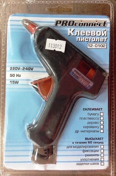 Пистолет клеевой PROconnect 15Вт D=7мм 12-0102