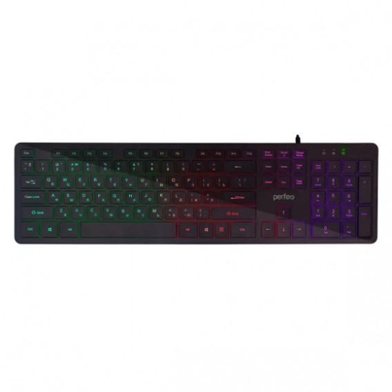 Клавиатура проводная Perfeo Bright USB с RGB подсв., низкие кнопки PF_B4891