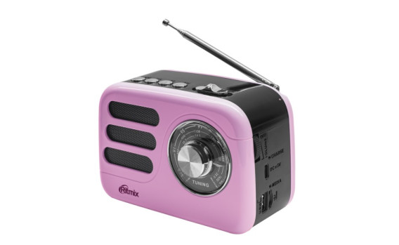 Радиоприемник Ritmix RPR-033 (Fm/BT/USB/microSD/акб.18650) розовый (14х8х9,5см)