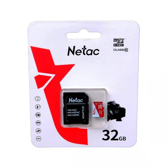 Карта памяти microSDHC Netac 32Gb P500 Eco Class 10 с адапт