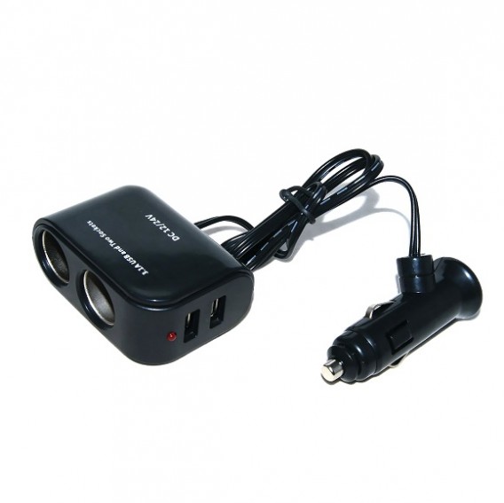 Разветвитель в авто на 2 устройства +2USB (3A) Dream WF-102