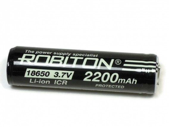 Аккумулятор Li18650 2200mAh 3.7V ICR с защитой Robiton