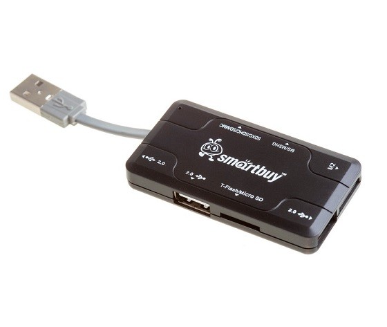 Картридер SmartBuy SBRH-750 (SD/microSDHC/MS/M2) Combo + Хаб