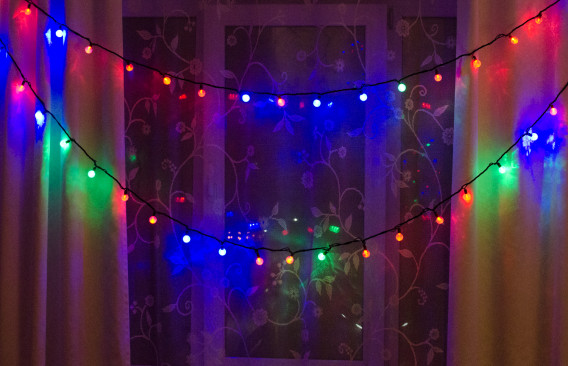 Уличная гирлянда "Шарики прозрачные" 100LED, 8м, разноцв, чер.шнур