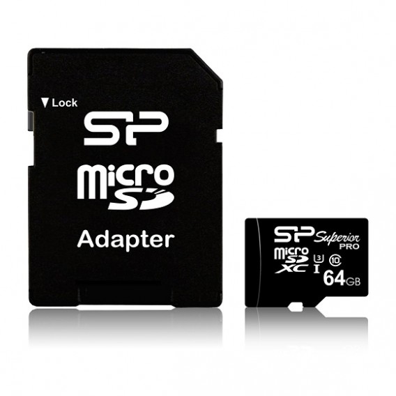 Карта памяти microSDHC Silicon Power 64Gb Superior UHS-I U3 A1 с адапт
