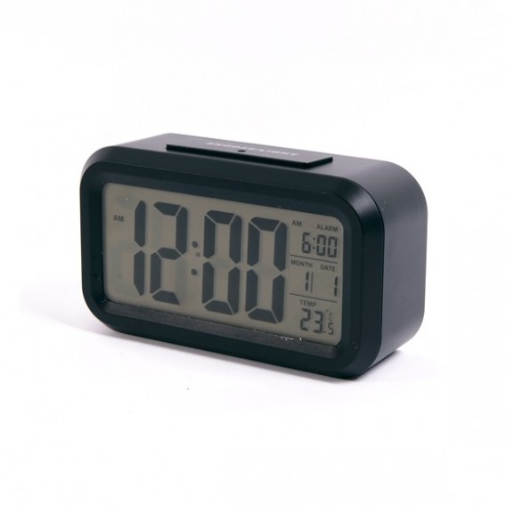 Часы электронные Сигнал EC-137B черный корпус (дата, темп., будильник,3*ААА)