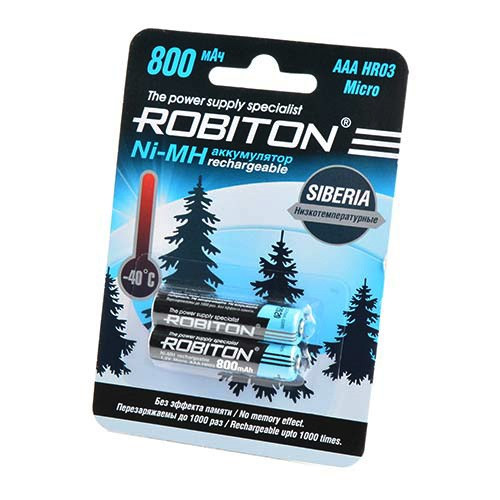 Аккумулятор Robiton R03 800mAh Ni-Mh BL 2/50 (низкотемпературные, до -40С)