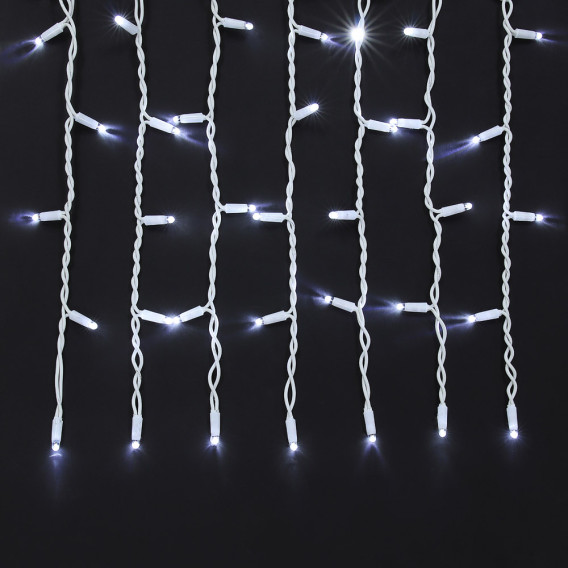 Уличная гирлянда "Бахрома" 100LED, 3х0,5m, синяя, мерц.хол.бел, бел.шнур, соед.