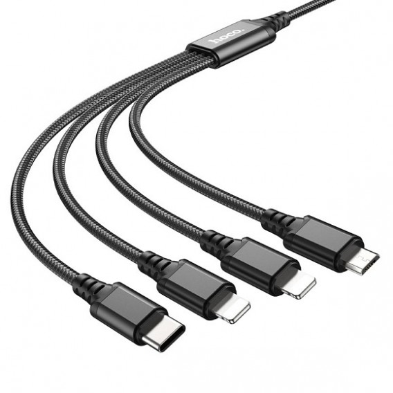 Кабель USB- lightning*2/microUSB/Type-C 1м 2А (4 в 1) Hoco X76