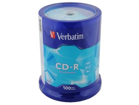 Диск CD-R Verbatim 700Mb 52x Cake box - 100 /400