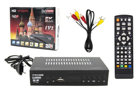 РЕСИВЕР ЦИФРОВОЙ DVB-T2/C HD Yasin DVB-T8000C (USB, HDMI, RCA,мет.,дисп.,б/б)