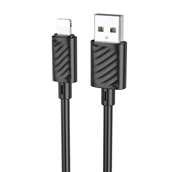 Кабель USB - lightning 1м Hoco X88  2,4А/12W, ПВХ, черный