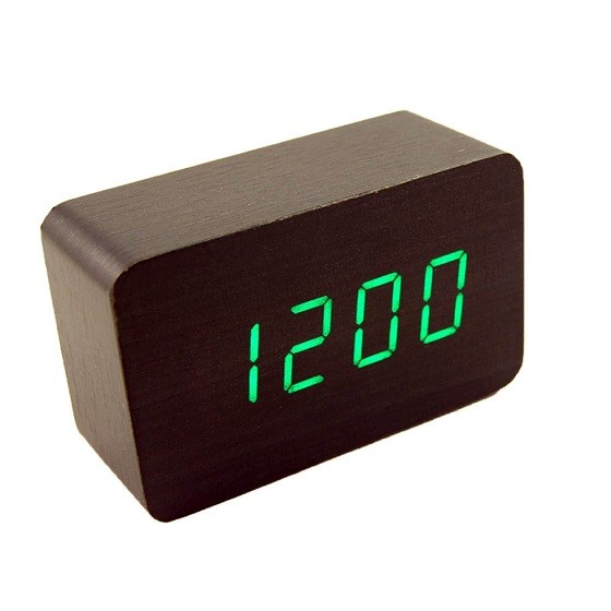 Часы настольные VST-863-4 зел.цифры, кор.корпус (дата, темп., будильник,3*ААА)