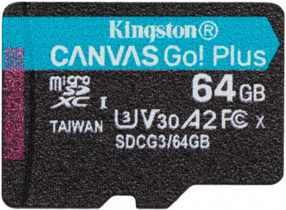 Карта памяти microSDHC Kingston 64Gb Class10 CanvasGo U3 V30 A2 без адапт