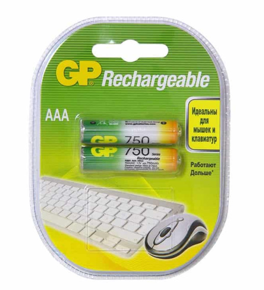 Аккумулятор GP R03 750mAh Ni-Mh BL 2/20 предзаряженный