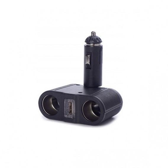 Разветвитель в авто на 2 устройства + USB (3.1A) Olesson 1645