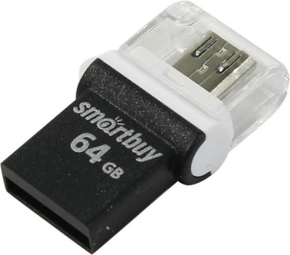 Флэш-диск SmartBuy 64GB USB 2.0 OTG POKO черный