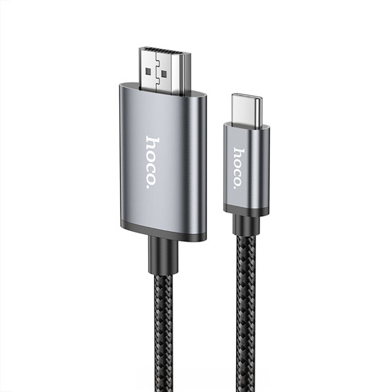Кабель HDМI - Type-C (шт/шт) 2м, 4К, 30 Гц Hoco UA27, серый металл
