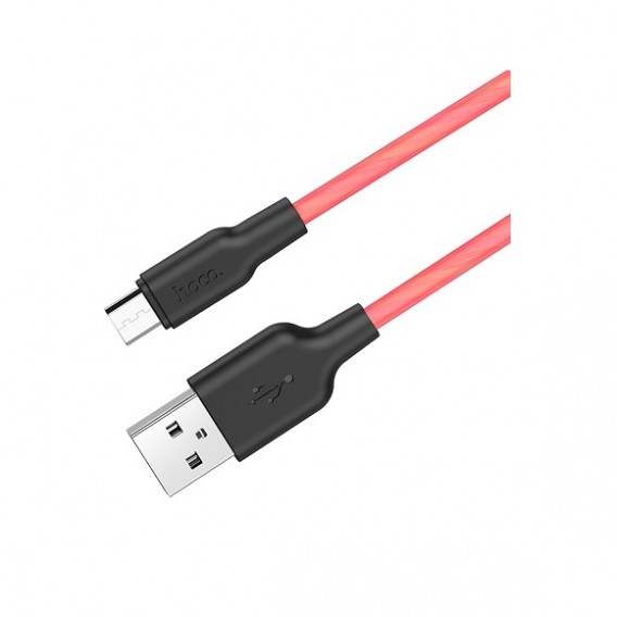 Кабель USB - microUSB Hoco X21 Plus 1м 2,4А силикон