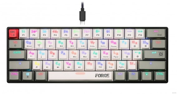 Клавиатура Defender Forge GK-345 механическая, 61кн., RGB, USB BT 45346