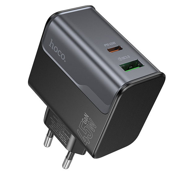 Адаптер сетевой Type-C + USB PD45W / QC3.0 Hoco CS74A
