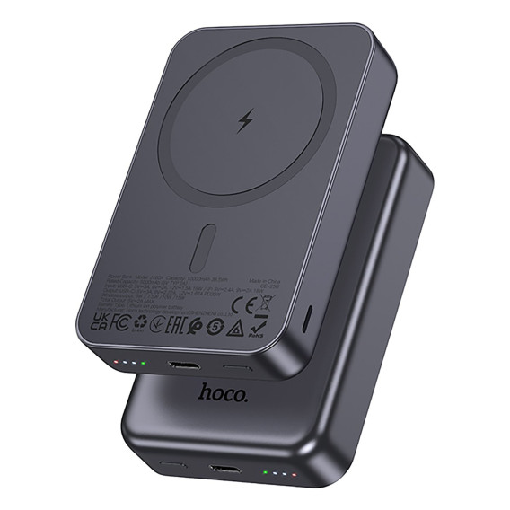 Внешний аккумулятор 10000mAh Hoco J160A (in - T,L/out - T) беспр.заряд, серый металлик