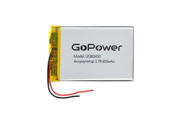 Аккумулятор GoPower li-pol 3.7V 800mAh LP383450 (38*34*5) с защитой 1/10