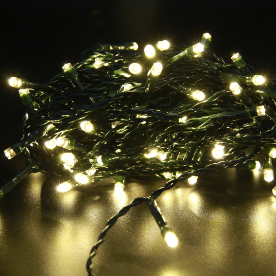 Гирлянда "Нить" 100LED, тепл.белая, 10м, т-зел.шнур RL-110WW Funray