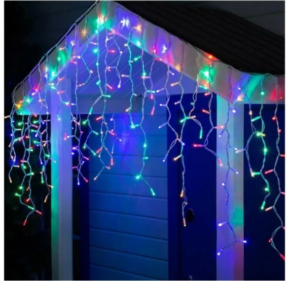 Уличная гирлянда "Бахрома" 100LED, 3х0,5m, разноцв, белый шнур, соед.