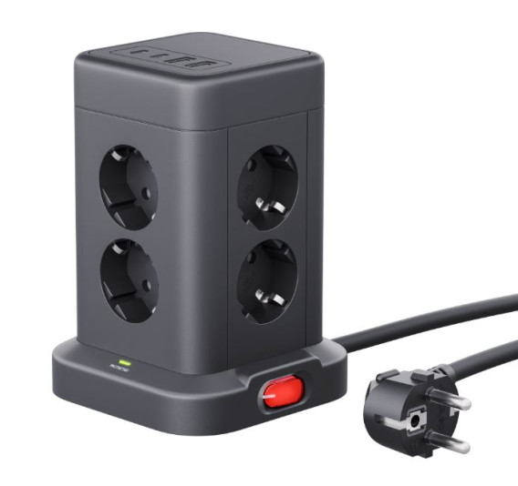 Сетевой фильтр Defender ILS 453 черный (8 роз, 2*USB, 2*Type-C, 3 м, 16А) 99631