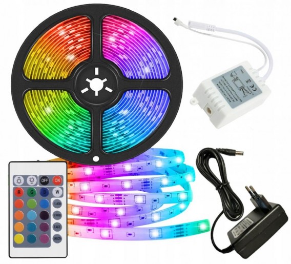 Комплект светод. ленты RGB многоцветная, 5м, пульт, BT, USB