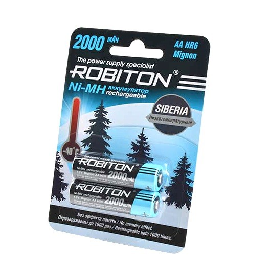 Аккумулятор Robiton R6 2000mAh Ni-Mh BL 2/50 (низкотемпературные, до -40С)