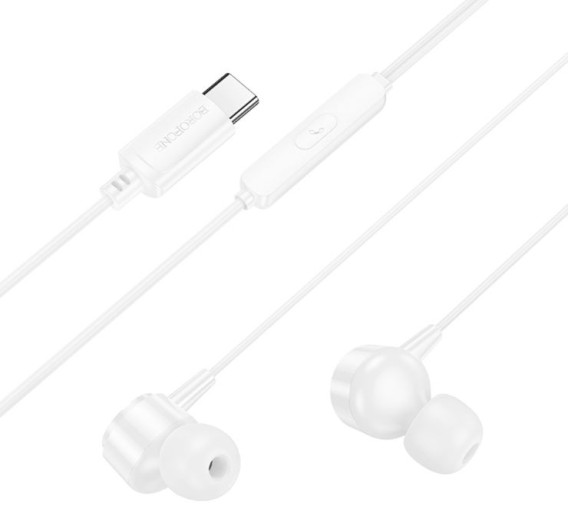 Гарнитура Borofone BM94 Sonar (вакуумные наушники) разъем Type-C, белая