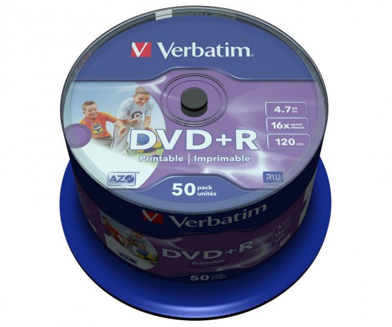 Verbatim DVD+R 4.7Gb 16x Cake box - 50 /200 Printable