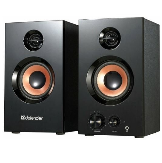 Колонки Defender 2.0 Aurora S20, 20Вт, 230v, дерев. корп., черные 65419