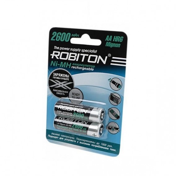 Аккумулятор Robiton R6 2600mAh Ni-Mh BL 2/50 предзаряженный
