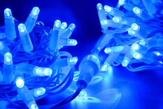 Уличная гирлянда "Нить" LED, 7,5м, синяя, мерц.хол.бел, бел.шнур(утолщенный)