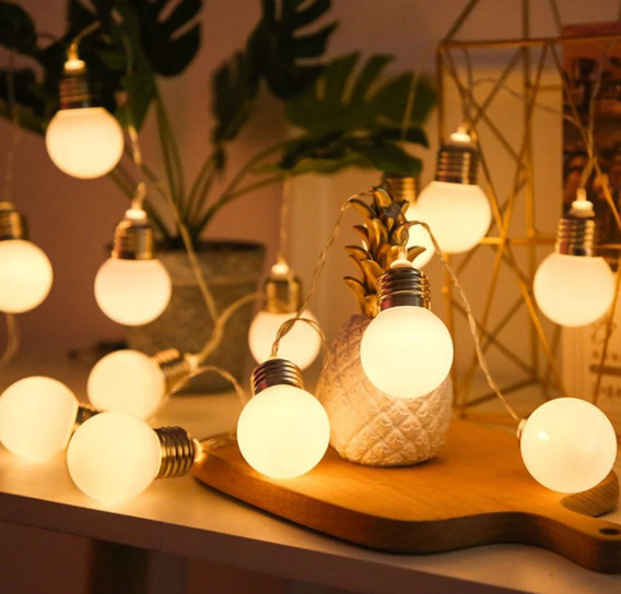 Гирлянда "Нить. Шарики матовые" 20LED, тепл.белая, 4,8м, прозр.шнур