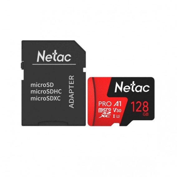 Карта памяти microSDHC Netac 128Gb ExtremePro UHS-1 A1, V30 100MB/s с ад