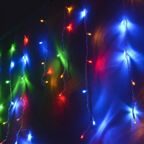 Гирлянда "Бахрома" 120 светод., мульти 4цв., 3х0,7м, проз.шнур Funray