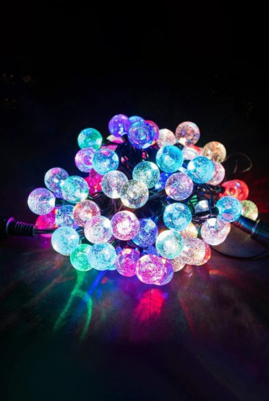 Уличная гирлянда "Шарики прозрачные" 100LED, 8м, разноцв, чер.шнур