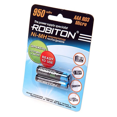 Аккумулятор Robiton R03 950mAh Ni-Mh BL 2/50 предзаряженный