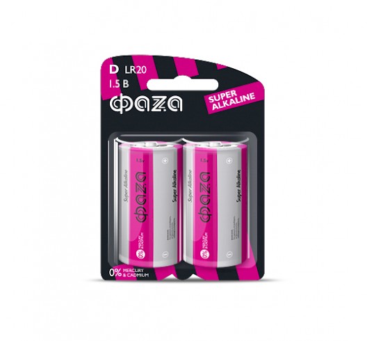 Батарейка Фаzа LR20 Super Alkaline BL 2