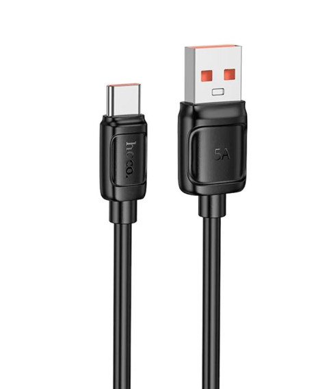 Кабель USB - Type-C 1м Hoco X115  5А/100W, ПВХ, черный