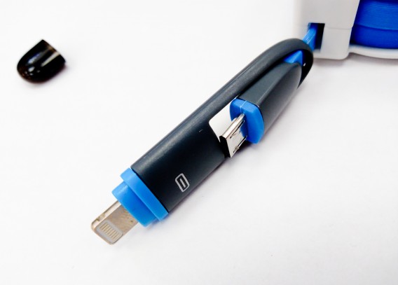 Кабель USB - lightning/microUSB 1м (2 в 1) автосмотка