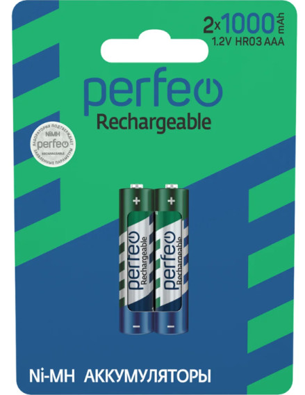 Аккумулятор Perfeo R03 1000mAh Ni-Mh BL 2/60